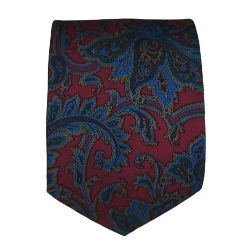 DAKS LONDON Red Paisley Silk Tie SWITZERLAND 58"/ 3.5" EC